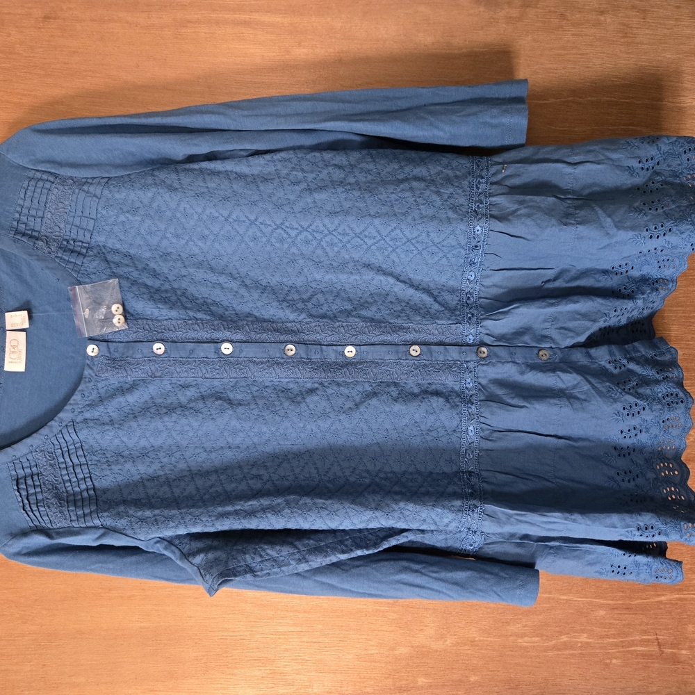 Women's Logo Blue Button Up Shirt